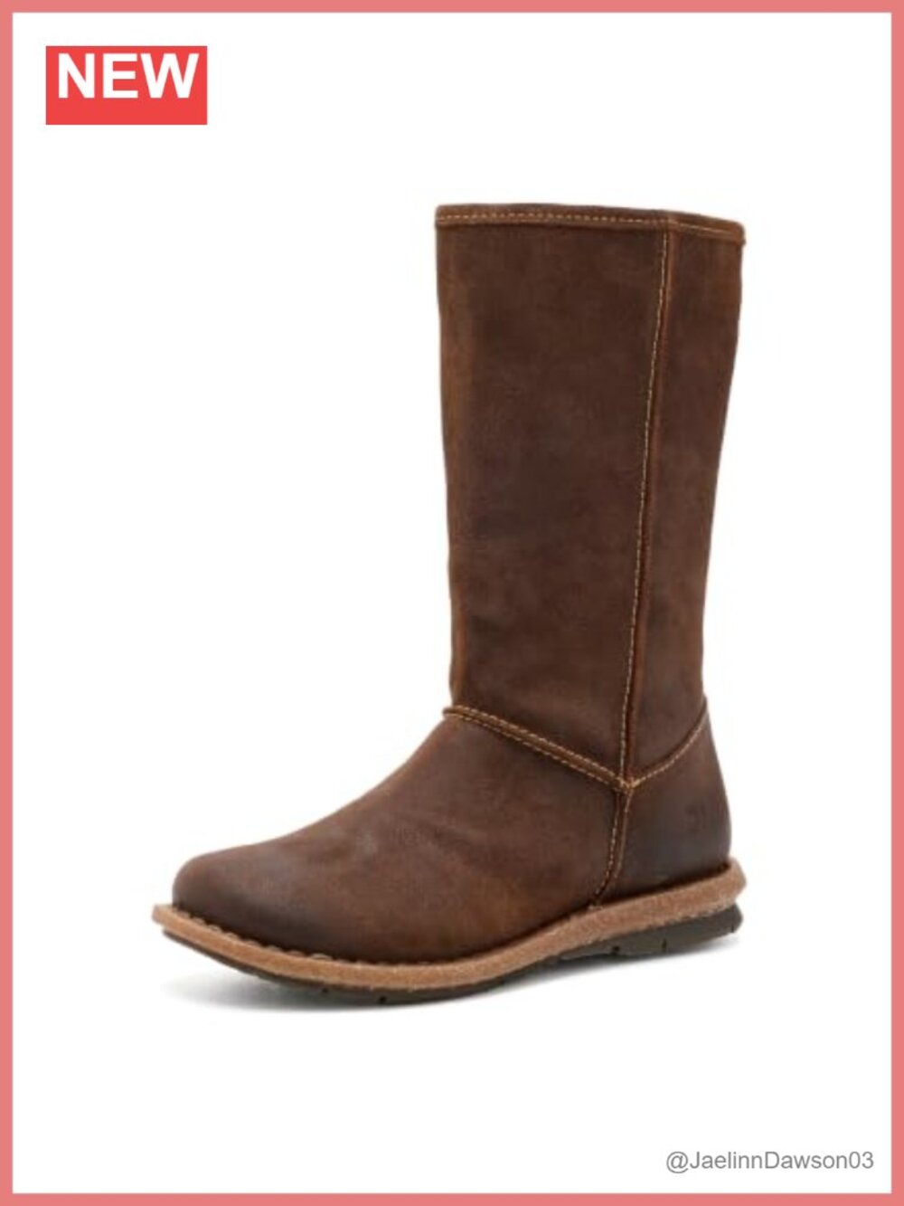 Mid Calf Suede Leather Boot Low Heel Casual